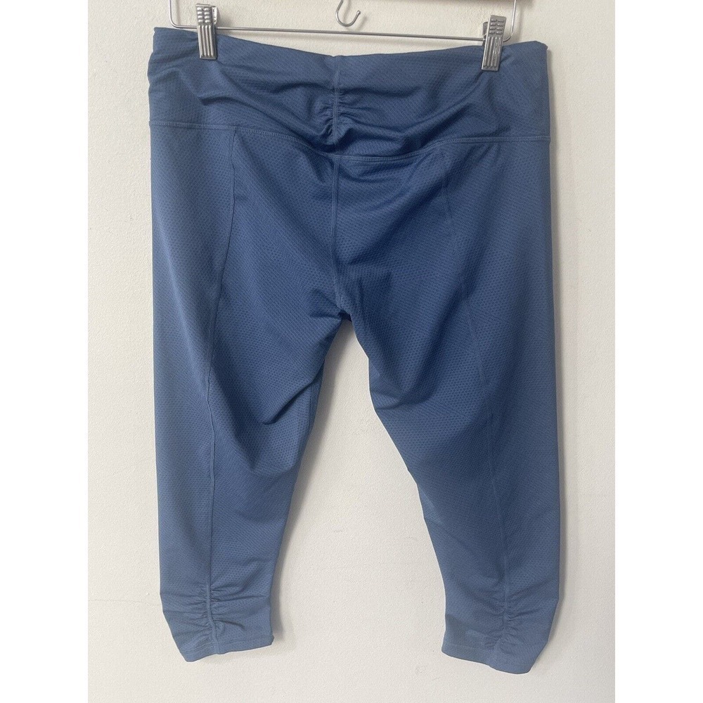 Prana Blue Cropped Capri Yoga Workout Leggings W/ Leg Ruffles Women’s Sz M